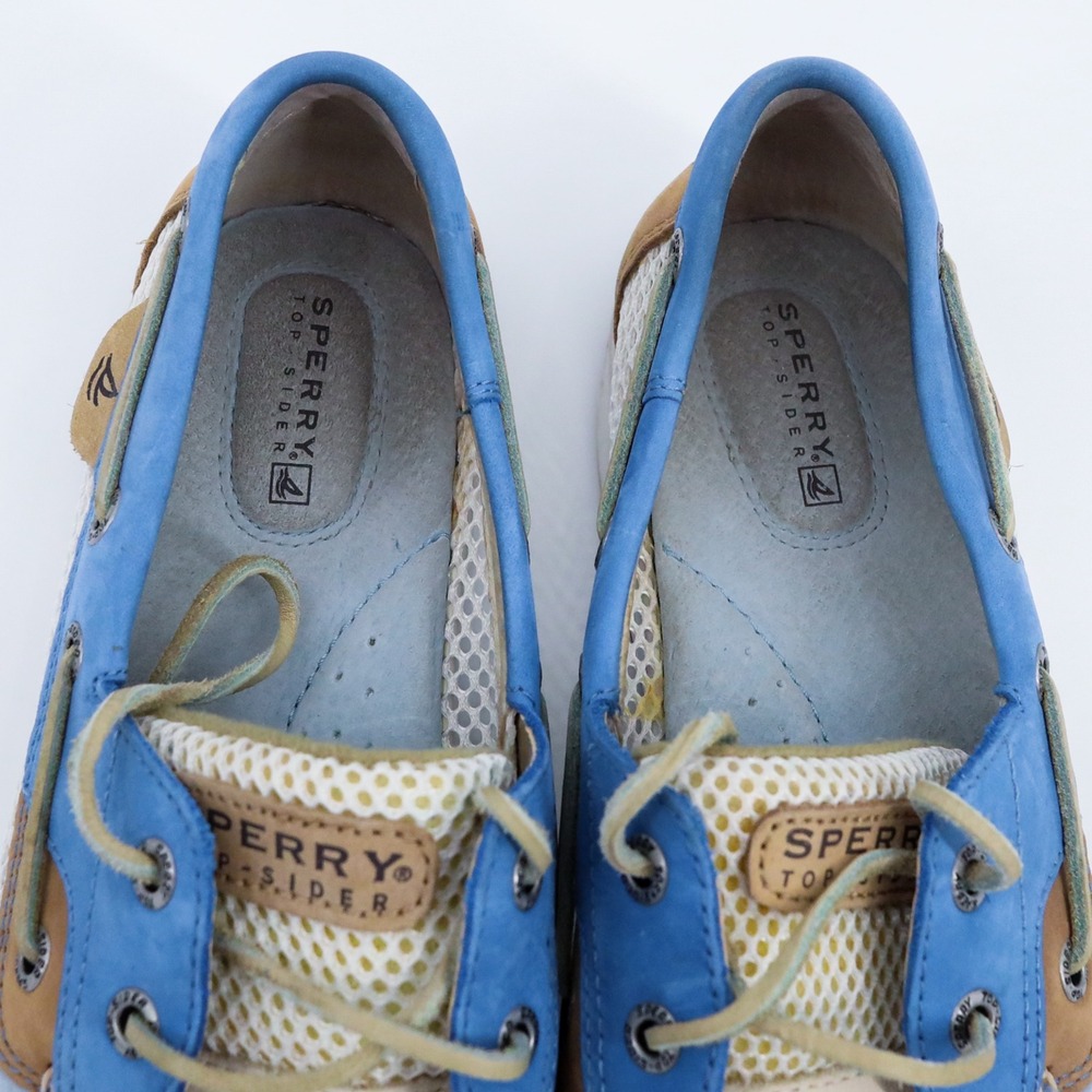 Sperry‎ Top-Sider Womens 9M Blue Tan Mesh Leather Boat Shoes 9244302 - Picture 10 of 12